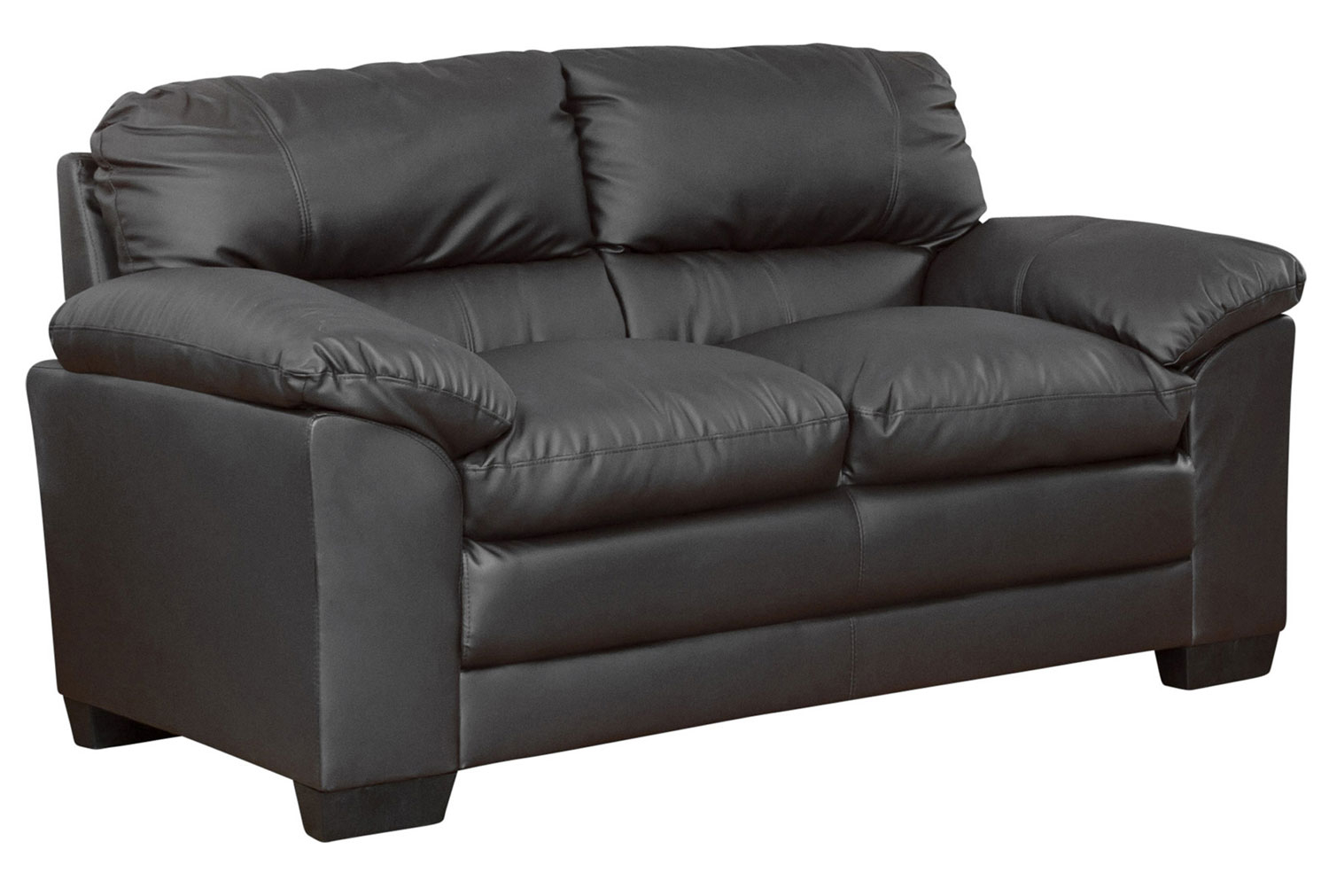 Edmund Leather 2 Seater Sofa, Black