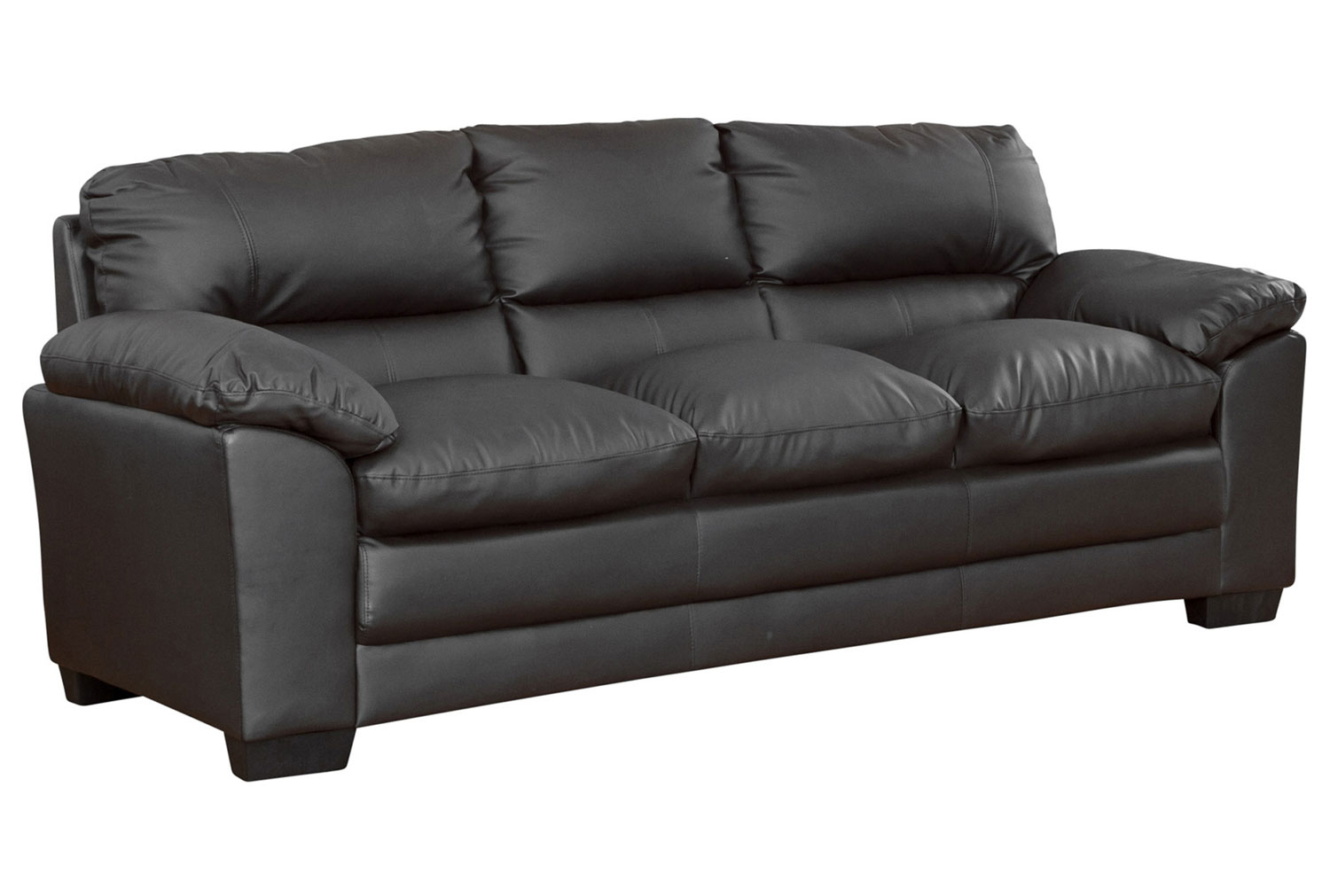 Edmund Leather 3 Seater Sofa, Black