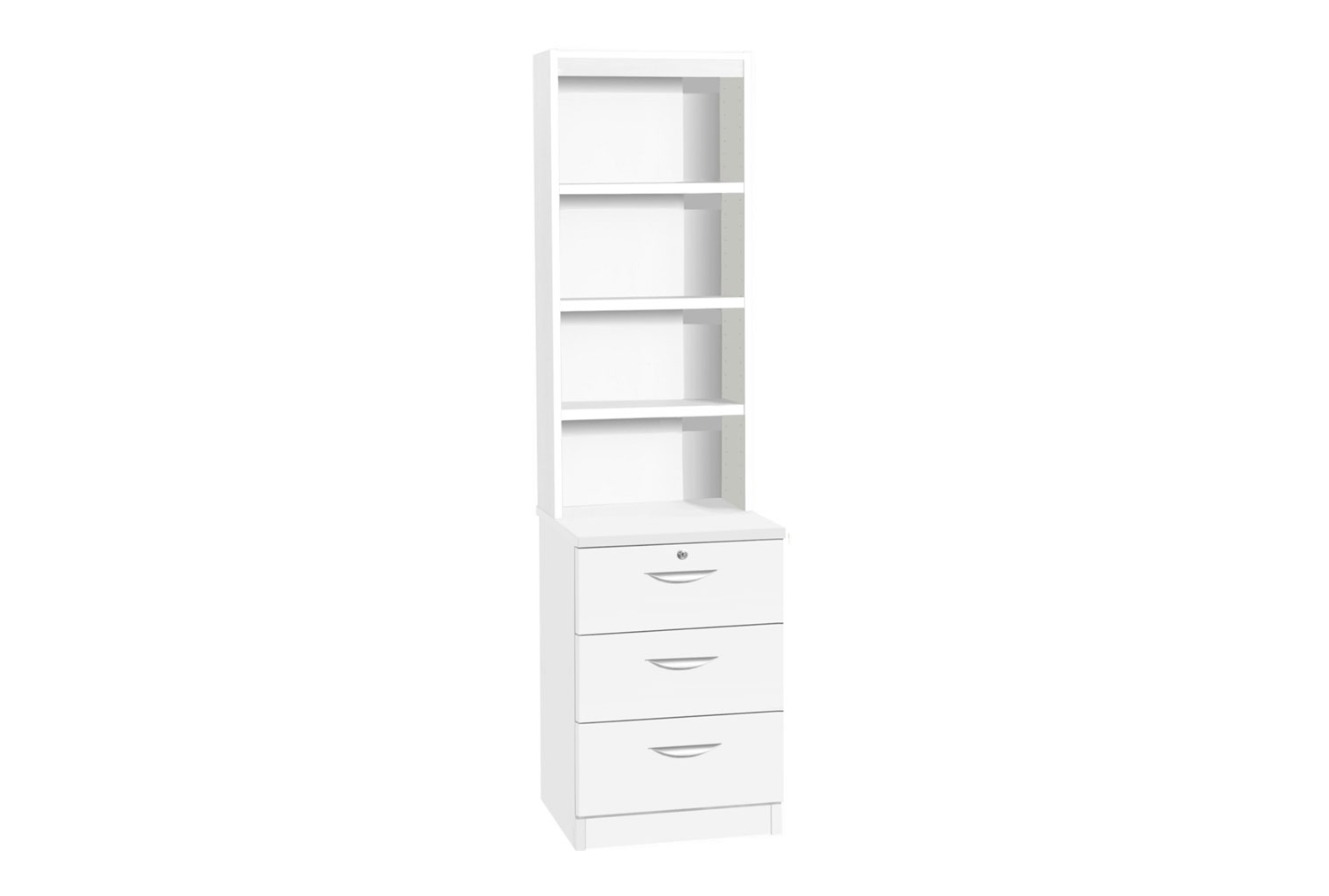 Small Office 3 Drawer CD/DVD Home Office Storage Unit With Hutch Bookcase, White