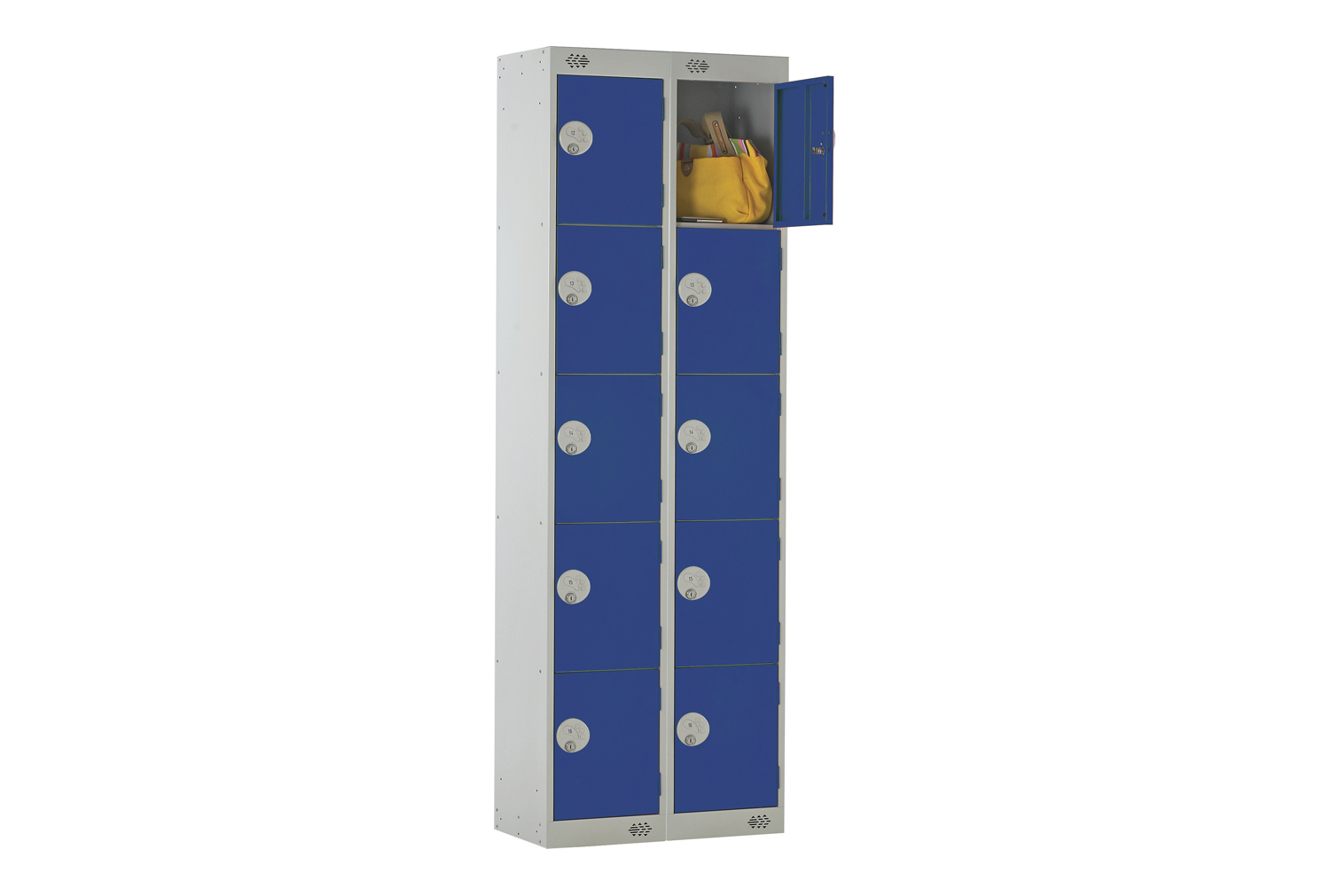 Economy 5 Door Locker Nest Of 2, 60wx45dx180h (cm), Cam Lock, Blue