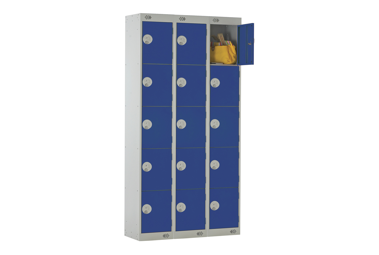 Economy 5 Door Locker Nest Of 3, 90wx45dx180h (cm), Hasp Lock, Blue