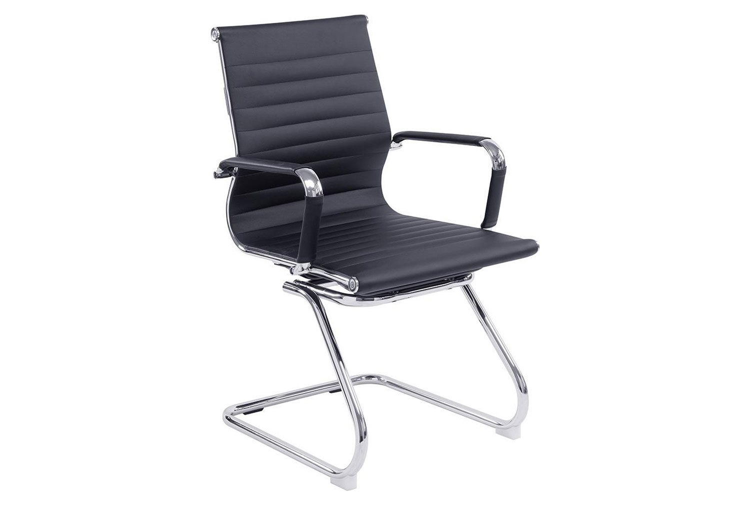 Andruzzi Black Bonded Leather Visitor Office Chair, Black, Express Delivery