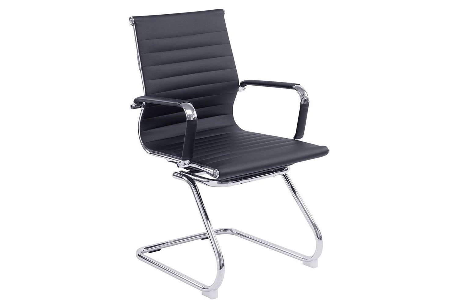 Andruzzi Black Bonded Leather Visitor Office Chair, Black, Fully Installed