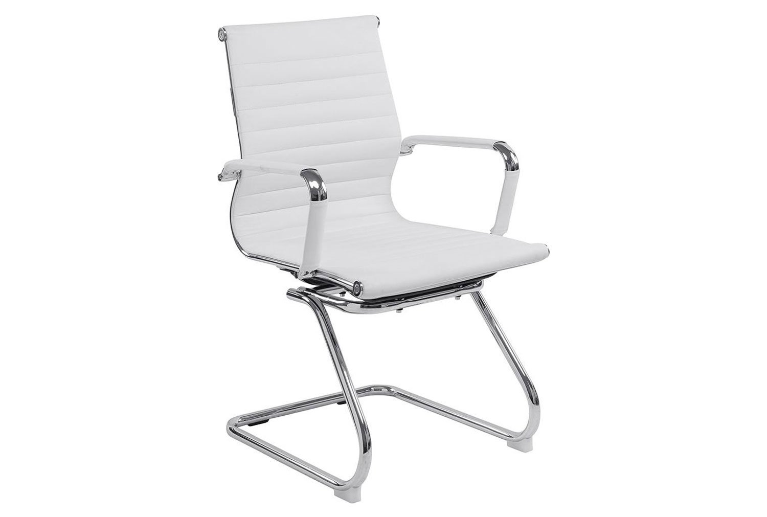 Andruzzi White Bonded Leather Visitor Office Chair, White, Express Delivery
