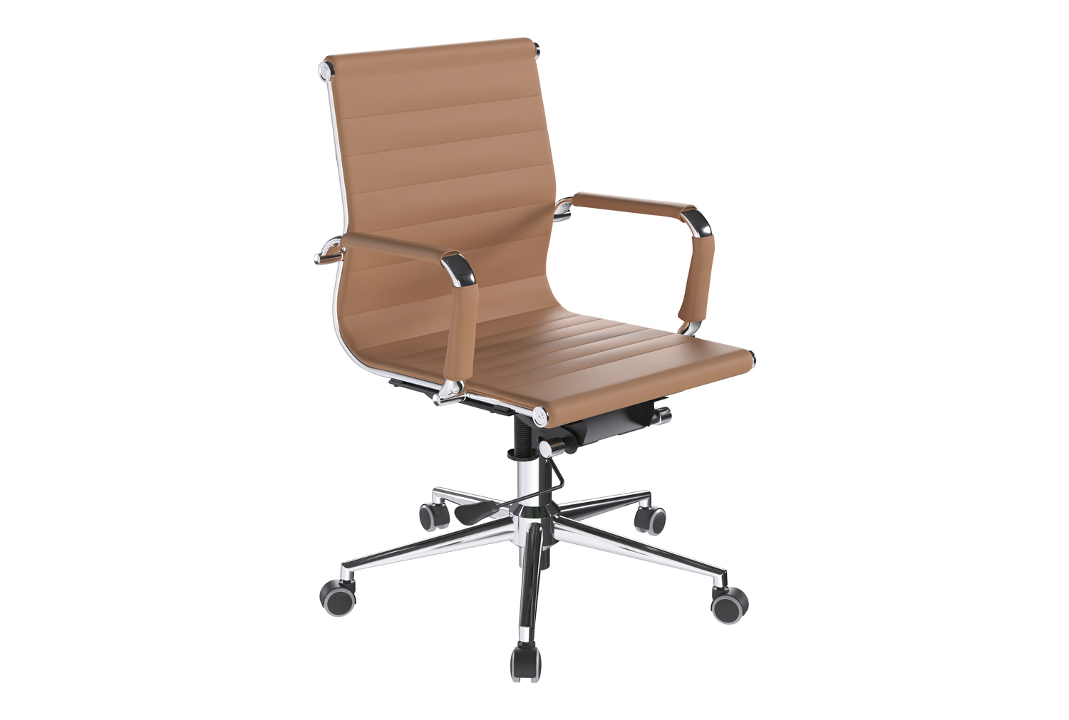 Andruzzi Medium Back Black Bonded Leather Executive Office Chair, Brown, Fully Installed