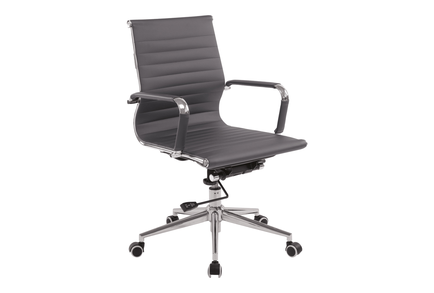 Andruzzi Medium Back Bonded Leather Executive Office Chair (Grey), Grey, Fully Installed