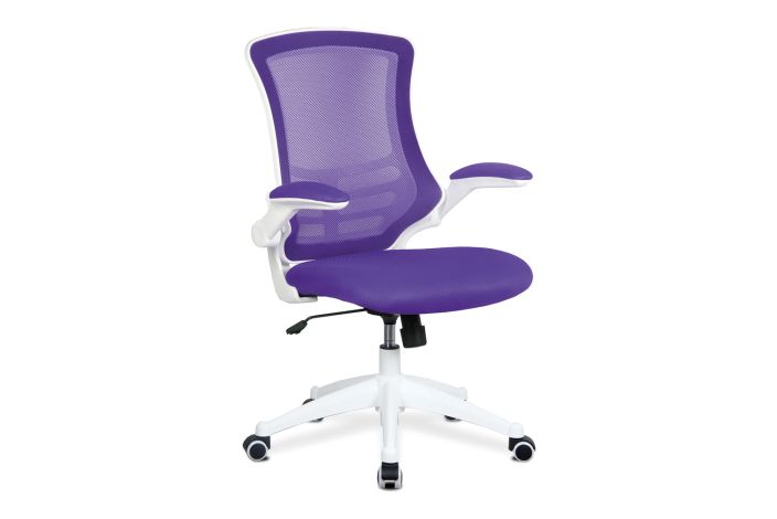 Moon Mesh Back Operator Office Chair With White Base (Purple), Fully Installed
