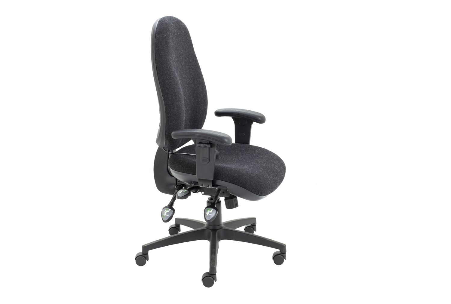 Orchid Deluxe Lumbar Pump Ergonomic Operator Office Chair With Height Adjustable Arms, Charcoal, Fully Installed
