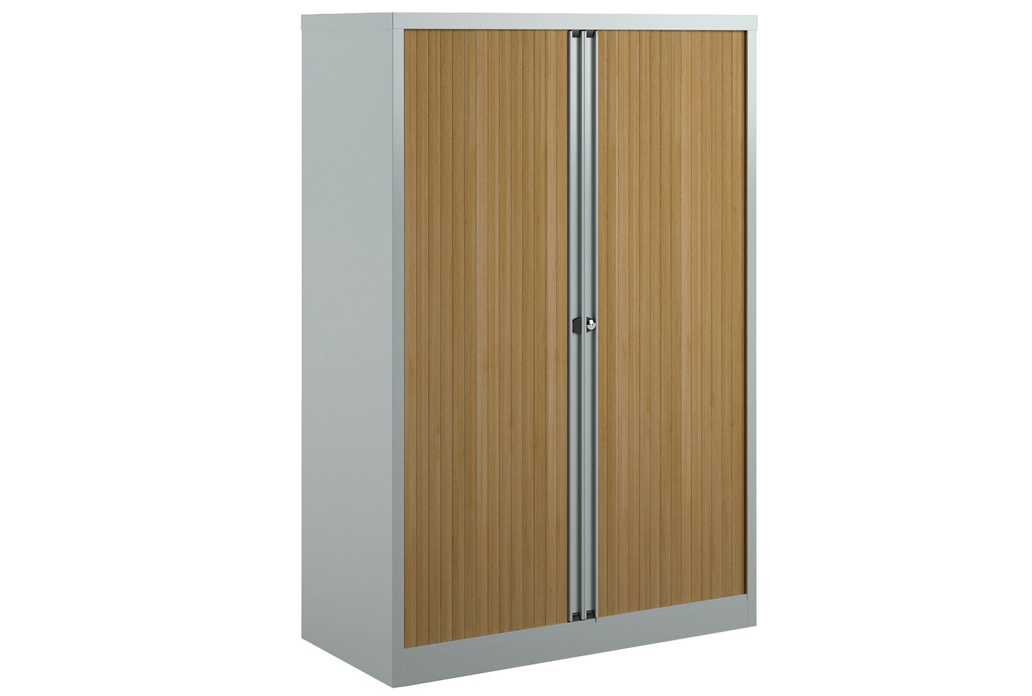 Economy Tambour Office Cupboards, 100wx47dx159h (cm), Silver / Beech, Fully Installed