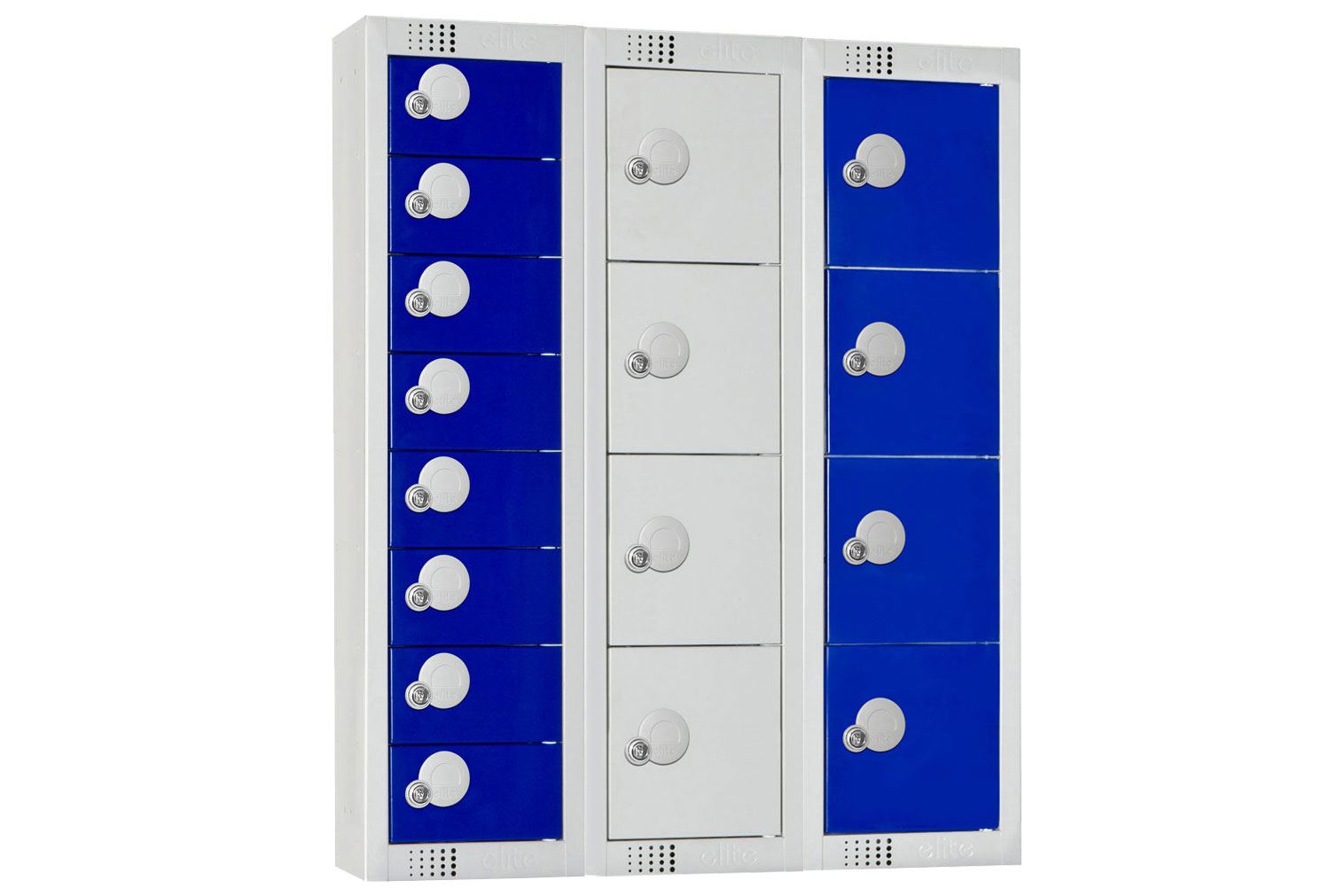 Elite Wall Mounted Personal Effects Locker, 4 Door, Hasp Lock, Blue