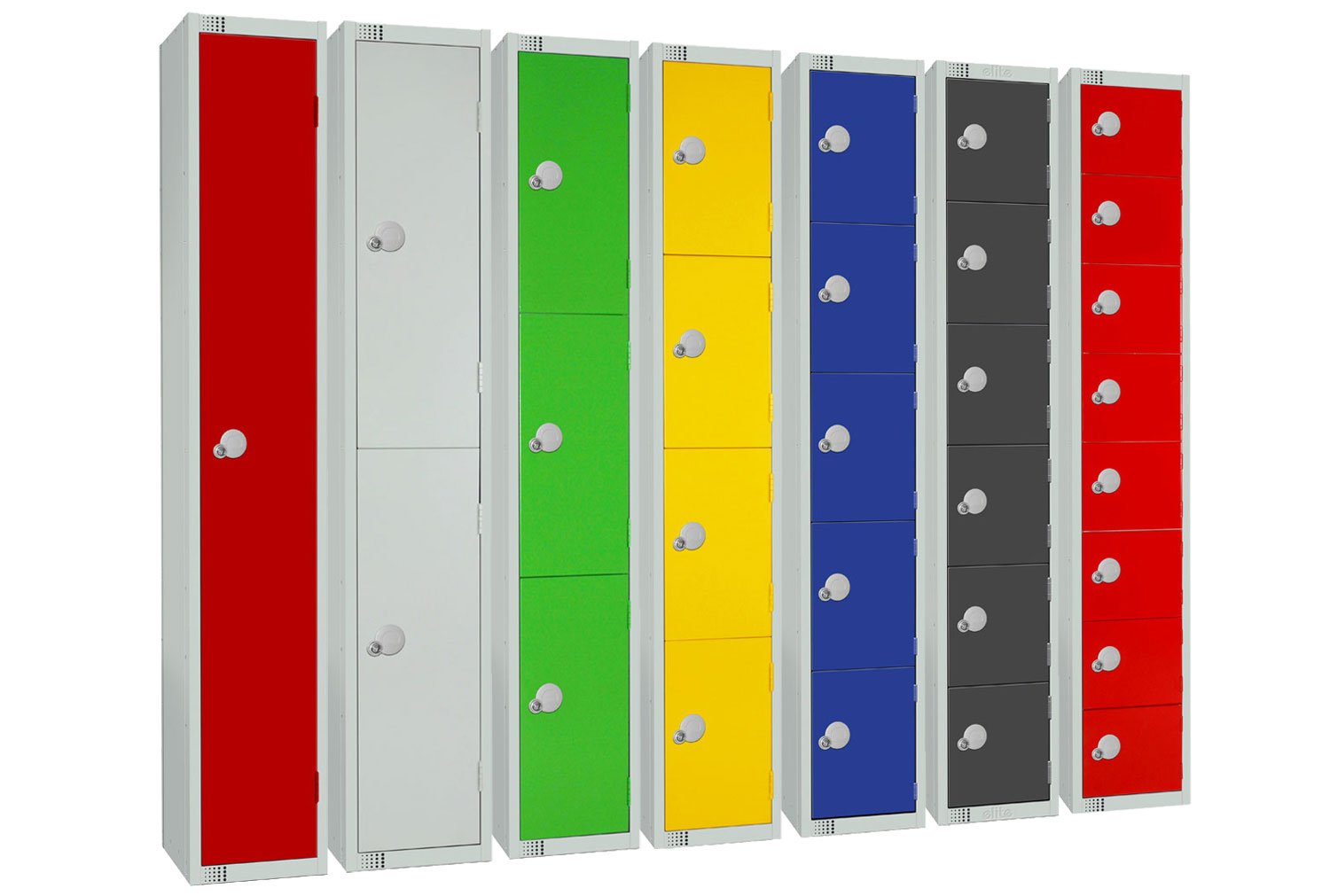 Elite Standard Lockers, 3 Doors, 30wx30dx180h (cm), Hasp Lock, Dark Grey
