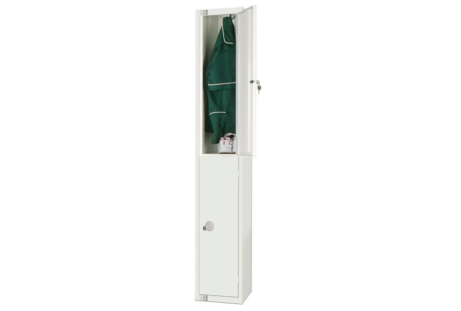 Elite All White Lockers, 2 Door, 30wx45dx180h (cm), Cam Lock