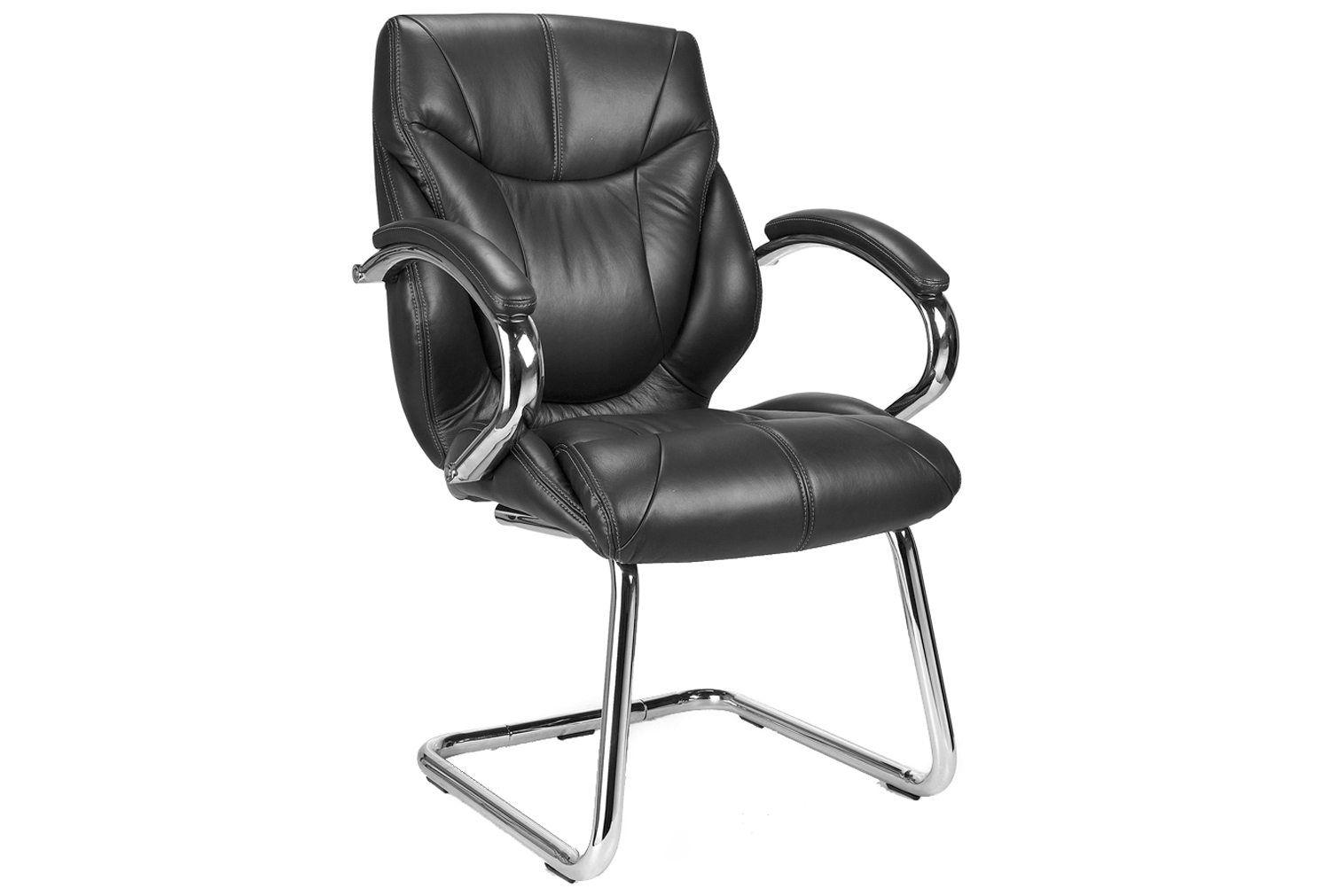 Kintyre Black Leather Faced Cantilever Office Chair, Black, Fully Installed