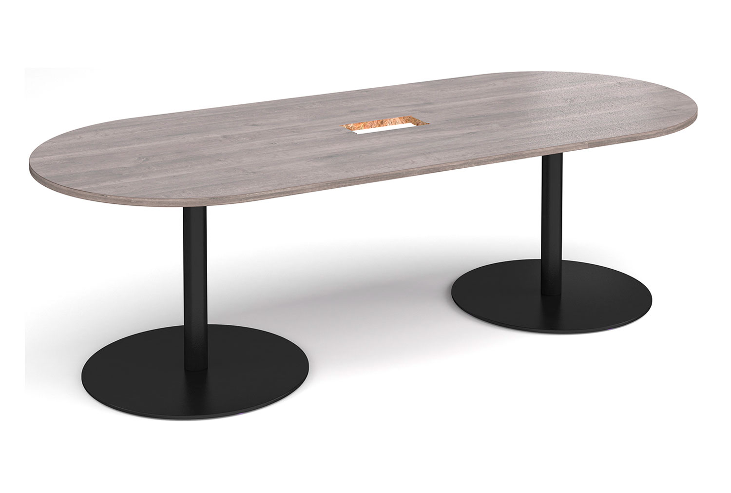 Tasso Power Ready Radial End Boardroom Table, Grey Oak