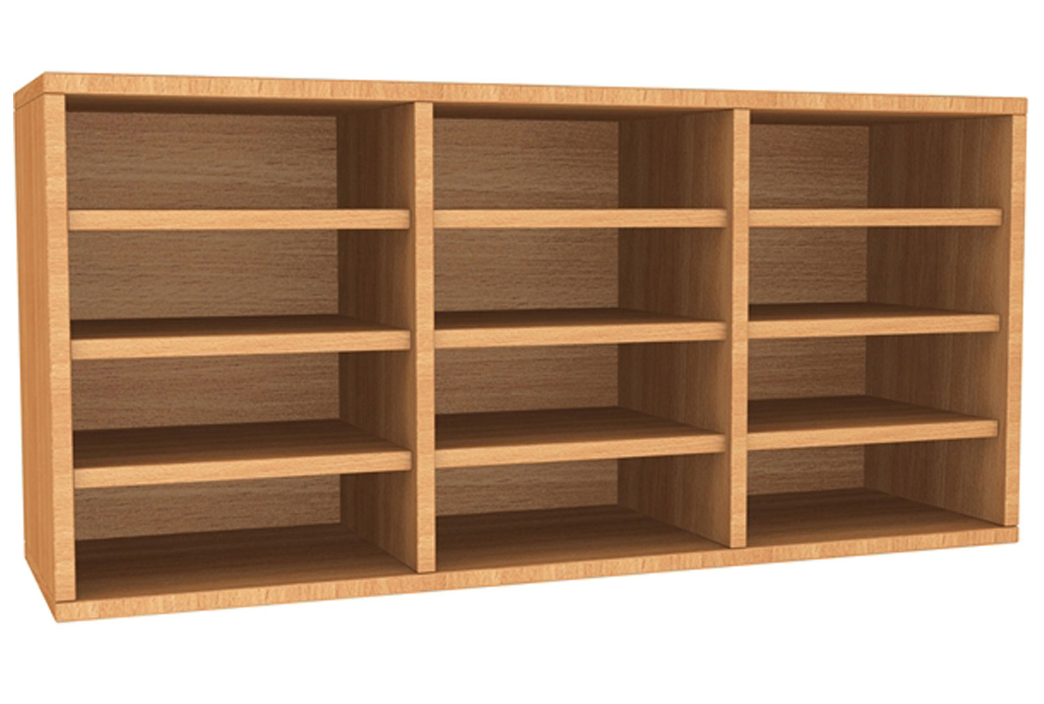 Wall Mounted Pigeon Hole Unit With 12 Compartments, Oak