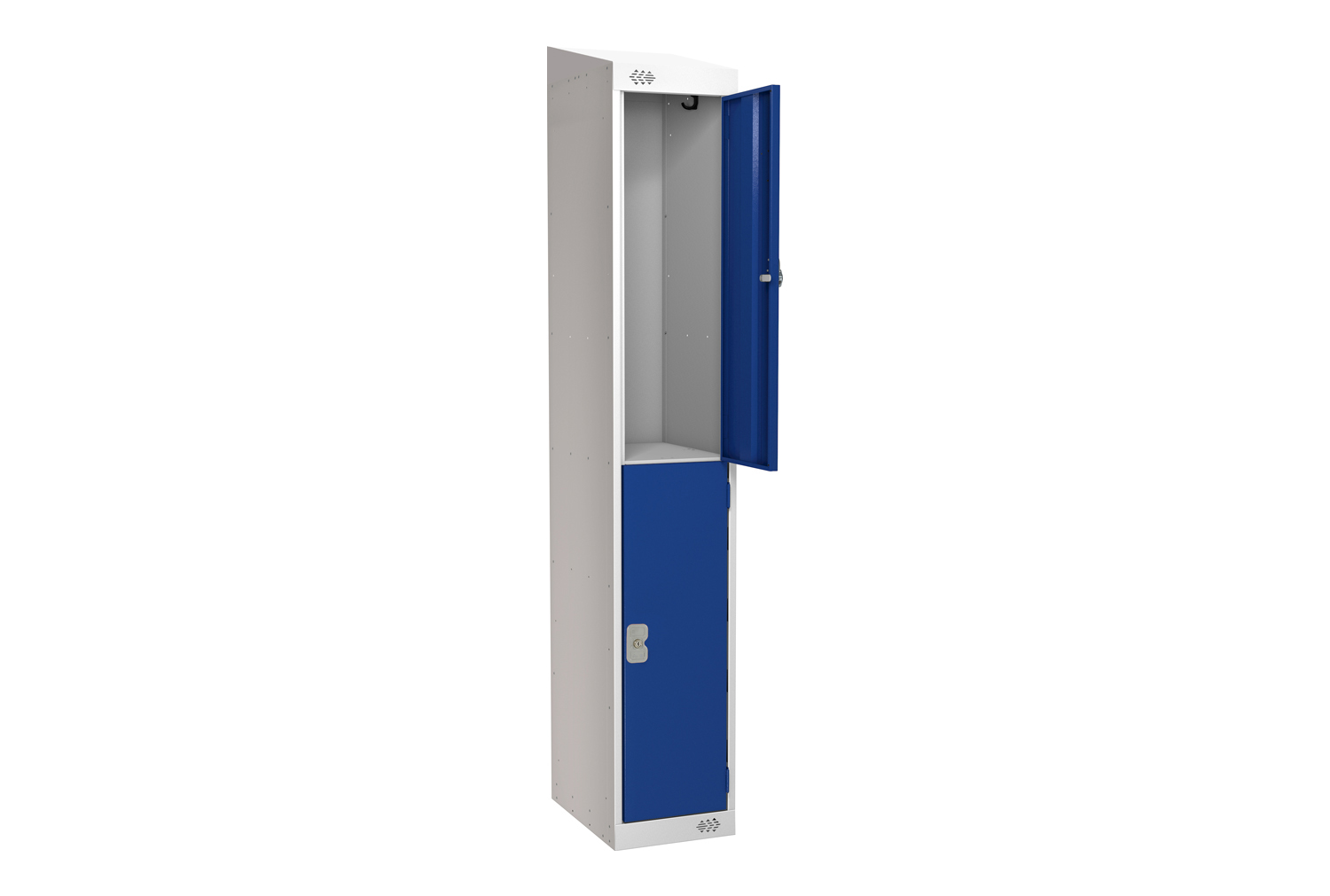 Economy Sloping Top Lockers, 2 Door, 30wx30dx180h (cm), Cam Lock, Blue