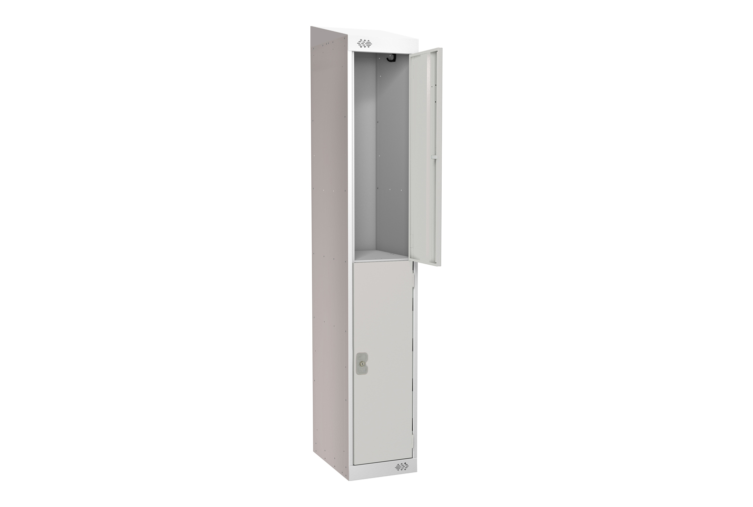 Economy 2 Door Locker With Sloping Top, 30wx45dx193/180h (cm), Hasp Lock, Grey