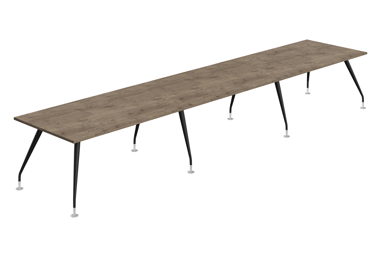 Nevis Rectangular Boardroom Table (100cm Depth), Black Frame, Grey Nebraska Oak