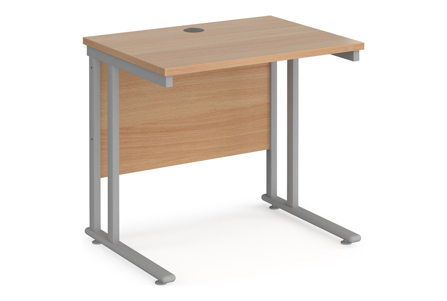 Value Line Deluxe C-Leg Narrow Rectangular Office Desk (Silver Legs), 80w60dx73h (cm), Beech