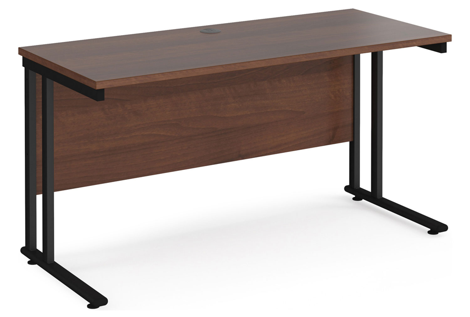 Value Line Deluxe C-Leg Narrow Rectangular Office Desk (Black Legs), 140wx60dx73h (cm), Walnut