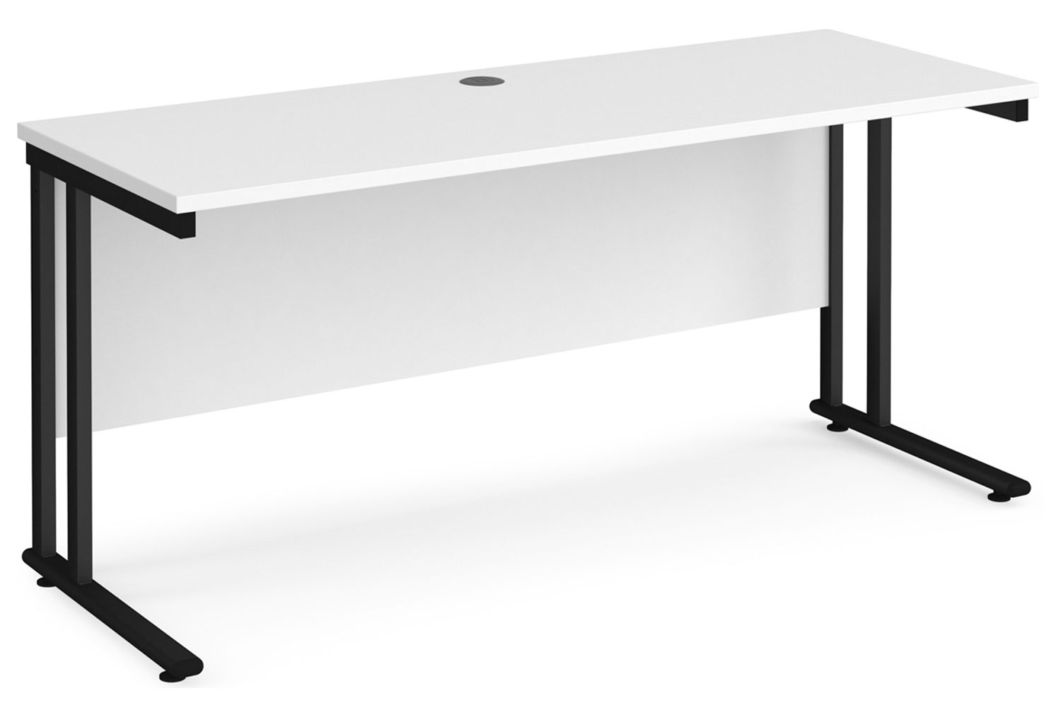 Value Line Deluxe C-Leg Narrow Rectangular Office Desk (Black Legs), 160w60dx73h (cm), White, Express Delivery