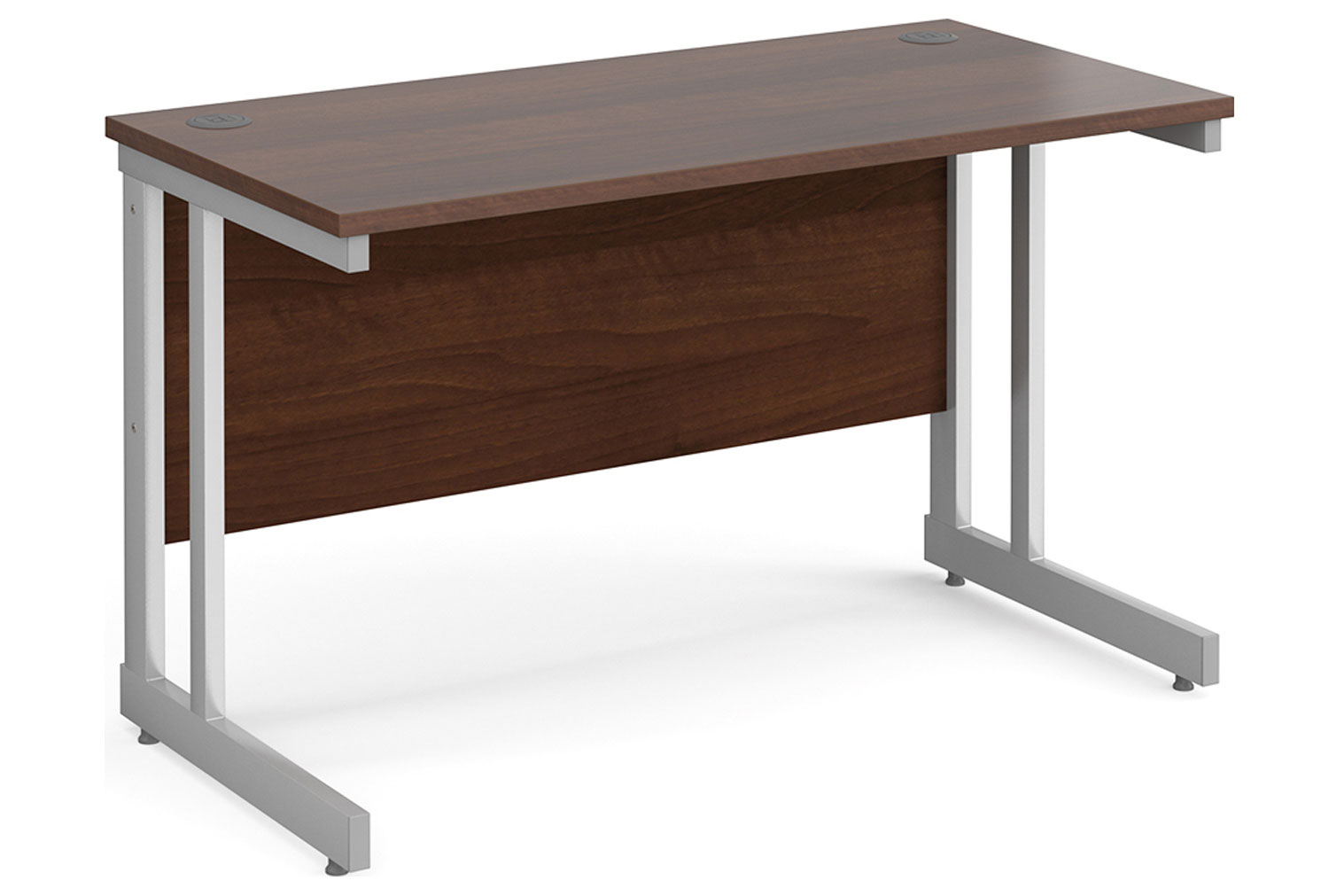 All Walnut Double C-Leg Narrow Rectangular Office Desk, 120w60dx73h (cm), Fully Installed
