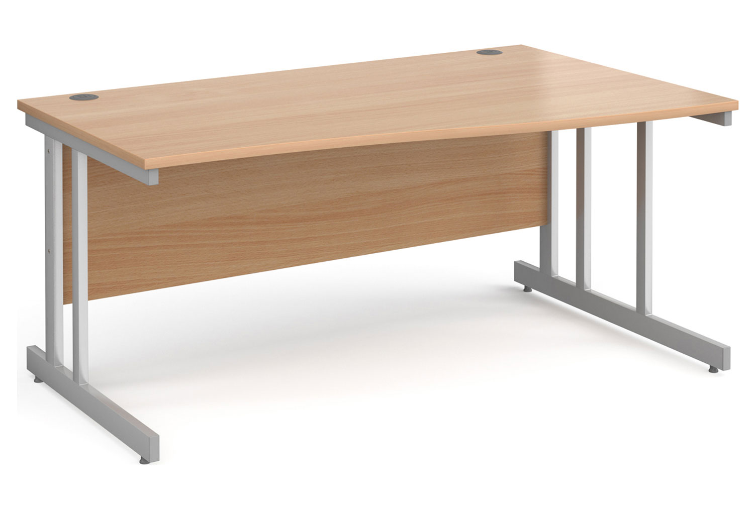 All Beech Double C-Leg Wave Right Hand Office Desk, 160wx99/80dx73h (cm), Fully Installed