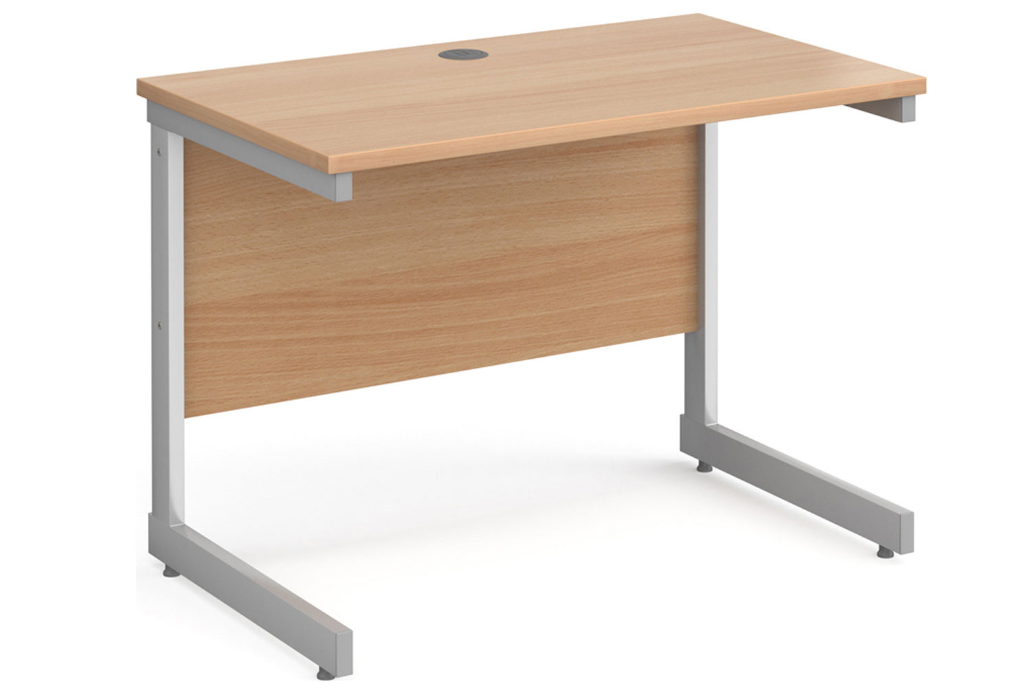 All Beech C-Leg Narrow Rectangular Office Desk, 100wx60dx73h (cm), Fully Installed
