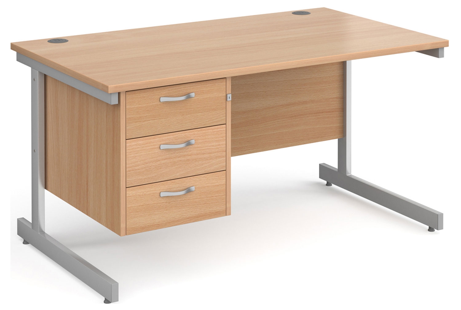 All Beech C-Leg Clerical Office Desk 3 Drawer, 140wx80dx73h (cm), Fully Installed