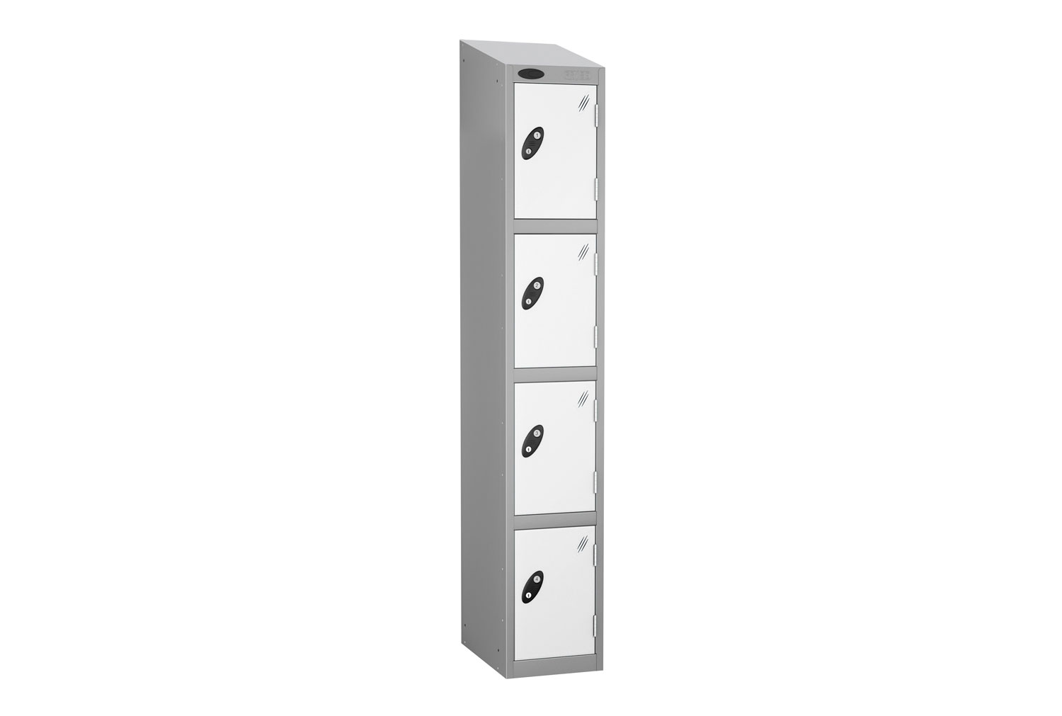 Probe Everyday 4 Door Locker With Sloping Top, 31wx31dx193h (cm), Cam Lock, Silver Body, White