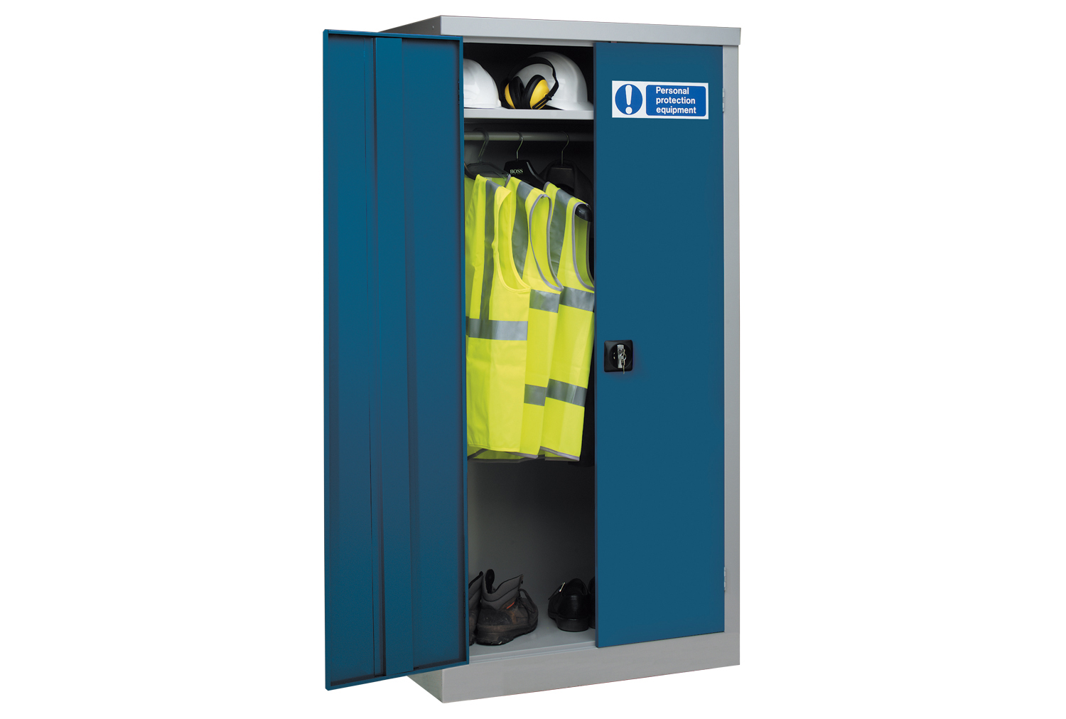 Personal Protective Equipment Clothing Office Cupboards, 1 Shelf - 120wx45dx180h (cm), Blue