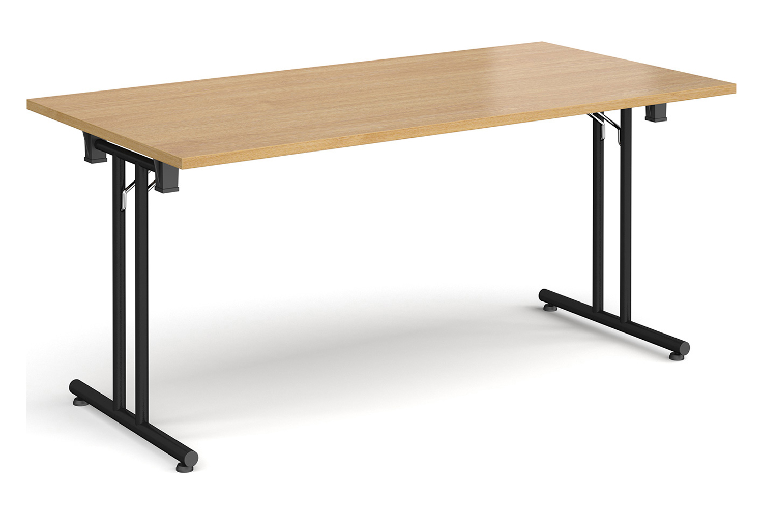 Durand Rectangular Folding Table, 160wx80dx73h (cm), Black Frame, Oak