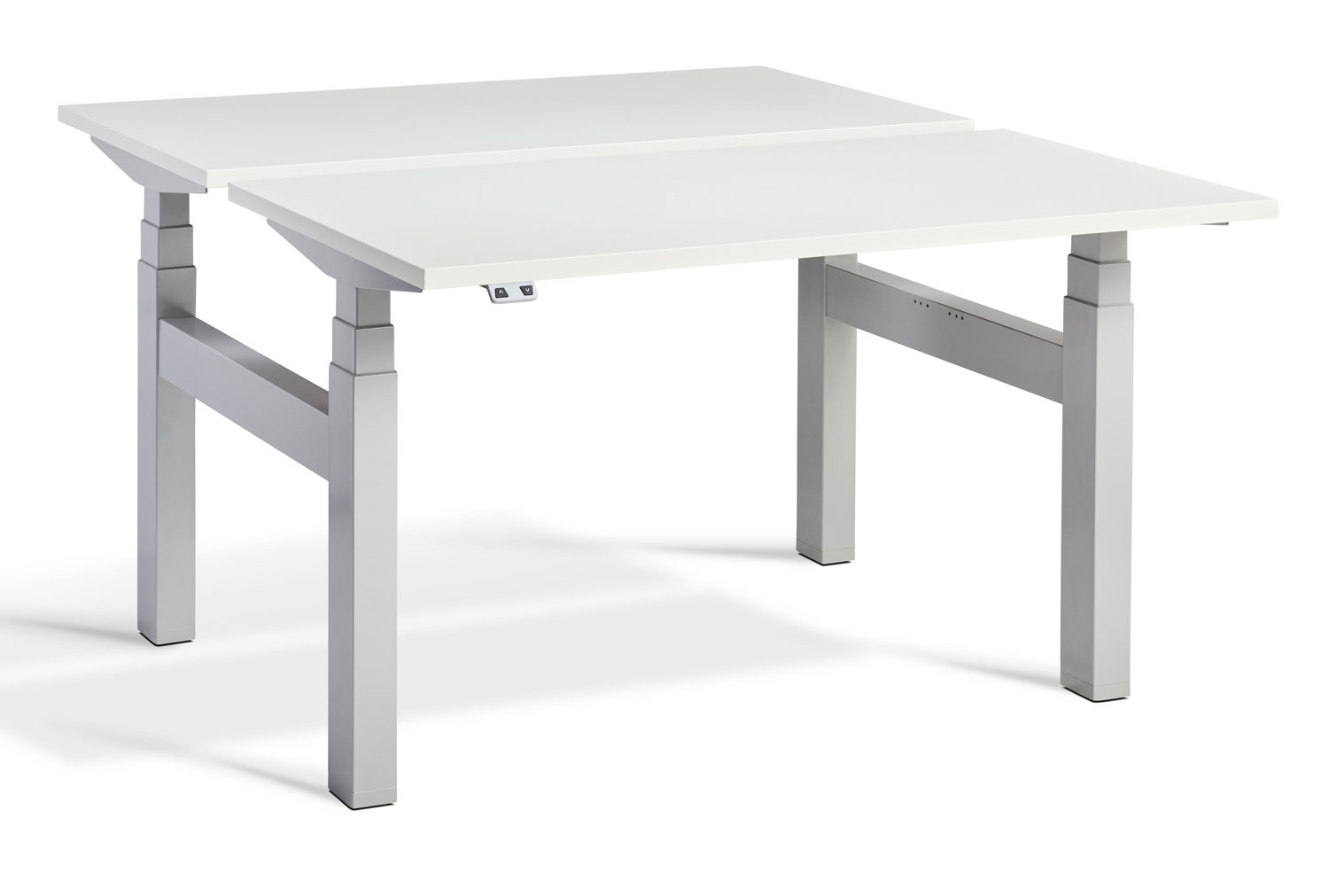 Starling Four Motor Height Adjustable Office Desks, 120wx80dx64-130h (cm), Silver Frame, White, Express Delivery
