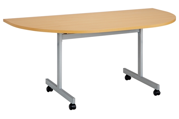 Spear Semi-Circular Flip Top Tables, 160wx80dx72h (cm), Grey Oak