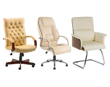 Cream Leather Office Chairs