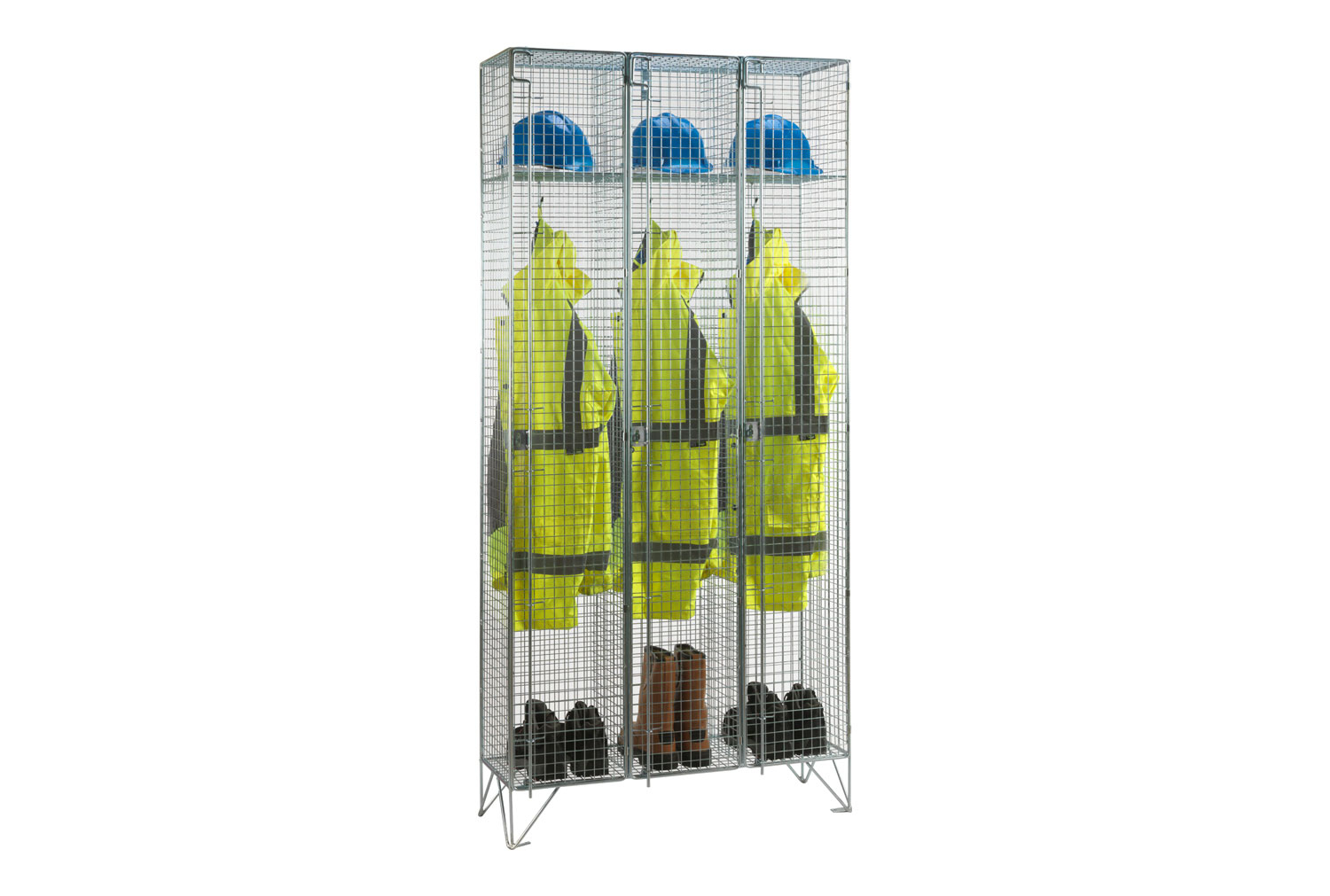 Premium Wire Mesh Lockers, 1 Door, 3 Nest, 92wx46dx197h (cm), Hasp Lock, Zinc