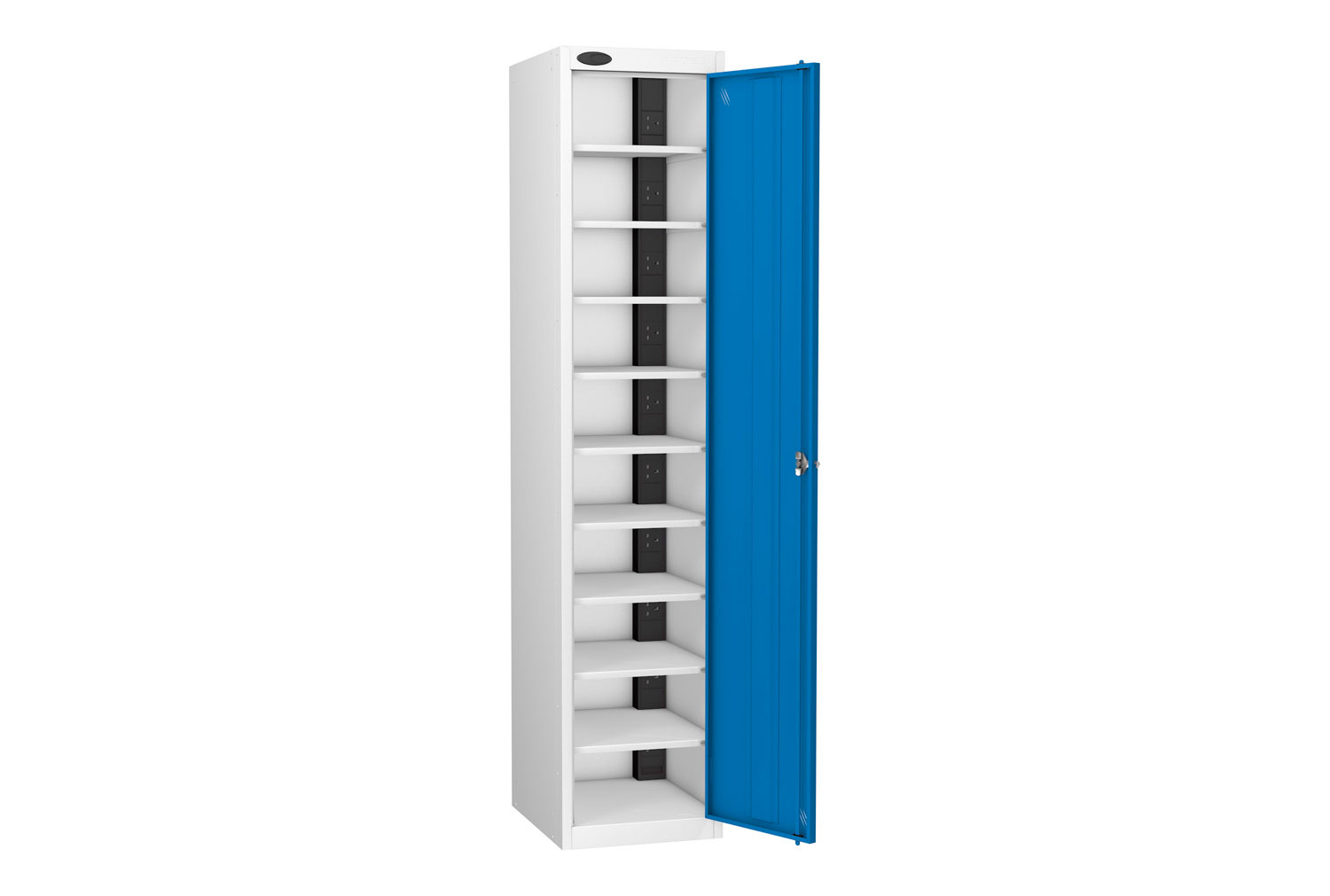 Probe Single Door Laptop Charging Lockers, 8 Compartments - 100h (cm), Radial Pin Lock, Blue