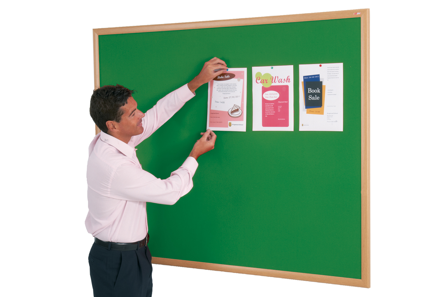 Eco Friendly Noticeboard, 120wx90h (cm), Silver Frame, Green