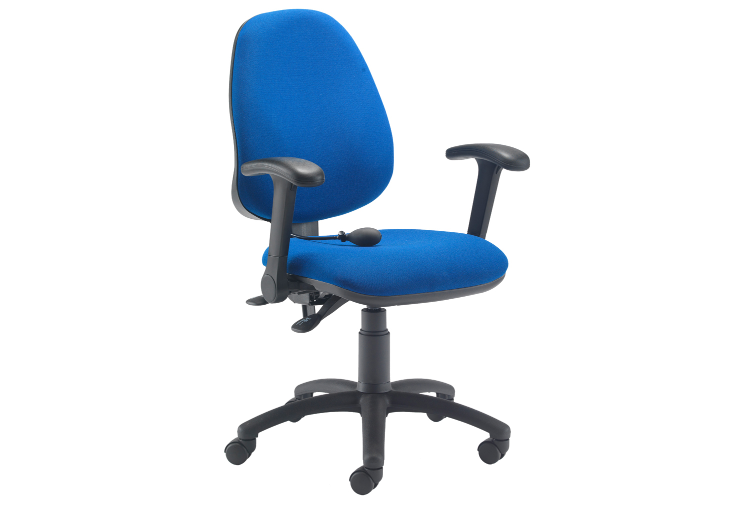Orchid Lumbar Pump Ergonomic Operator Office Chair With Folding Arms, Blue, Fully Installed