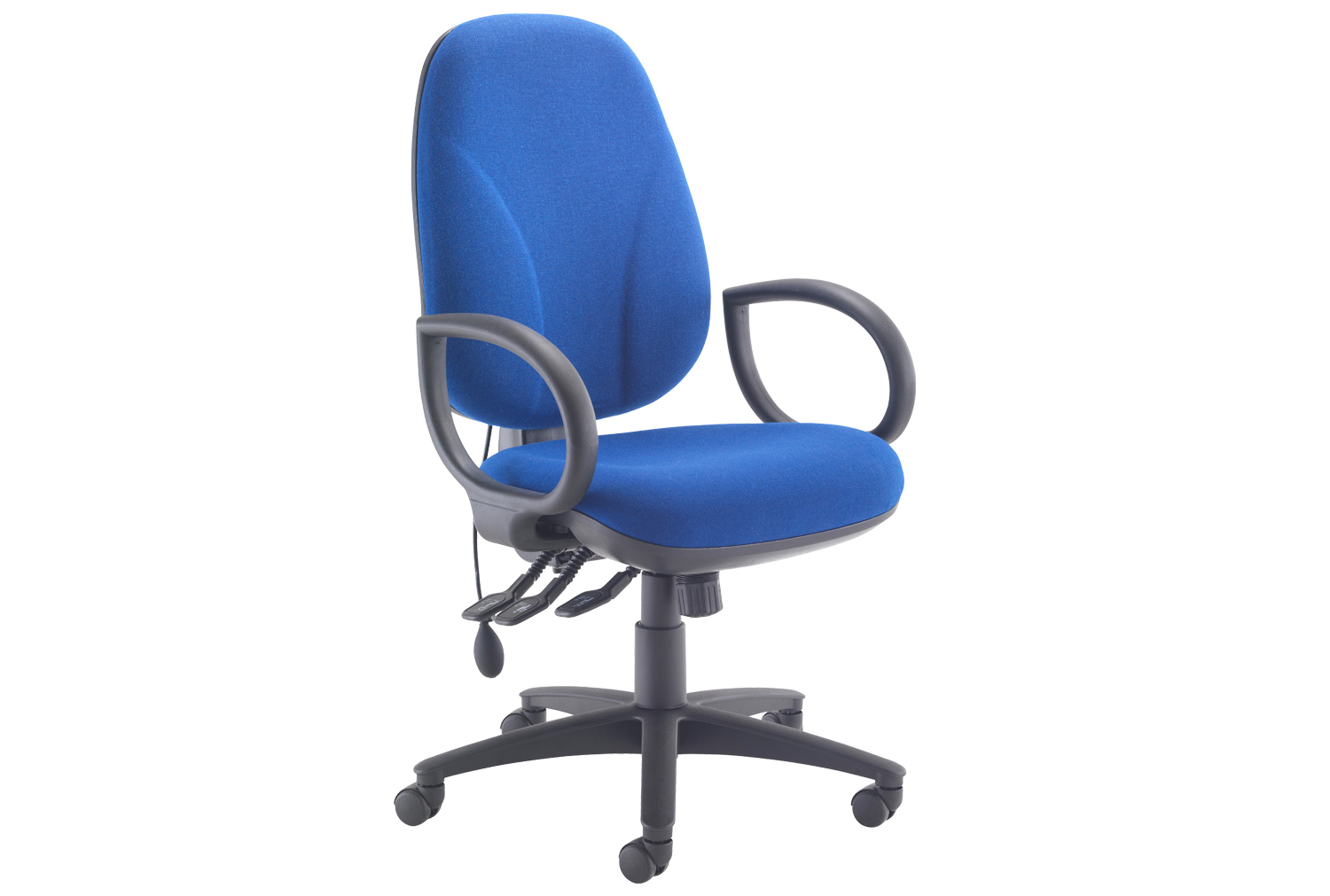 Orchid Deluxe High Back Lumbar Pump Operator Office Chair With Fixed Arms, Blue