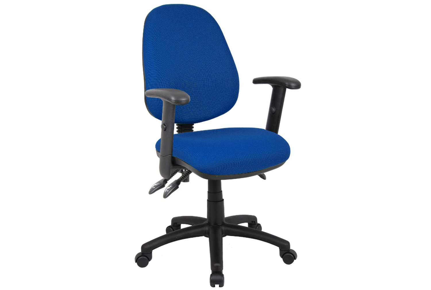 Vantage 3 Lever Operator Office Chair With Adjustable Arms, Blue, Fully Installed