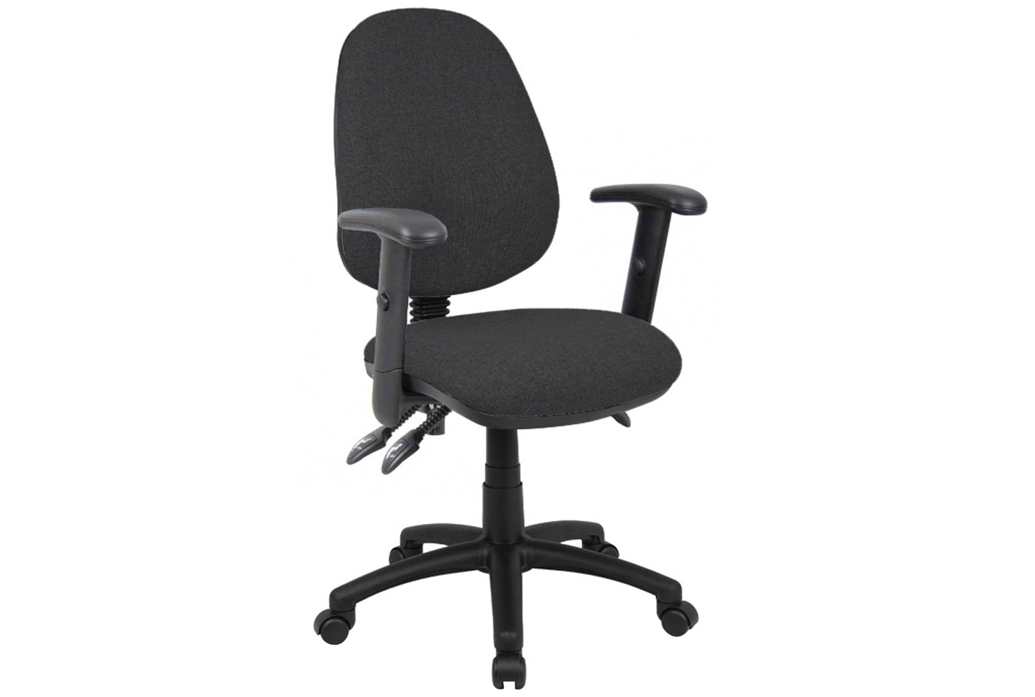 Vantage 3 Lever Operator Office Chair With Adjustable Arms, Charcoal, Fully Installed