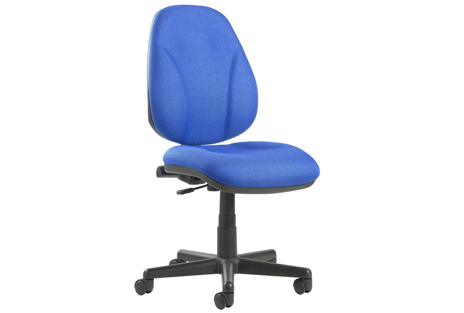 Full Lumbar 1 Lever Operator Office Chair No Arms, Blue, Fully Installed