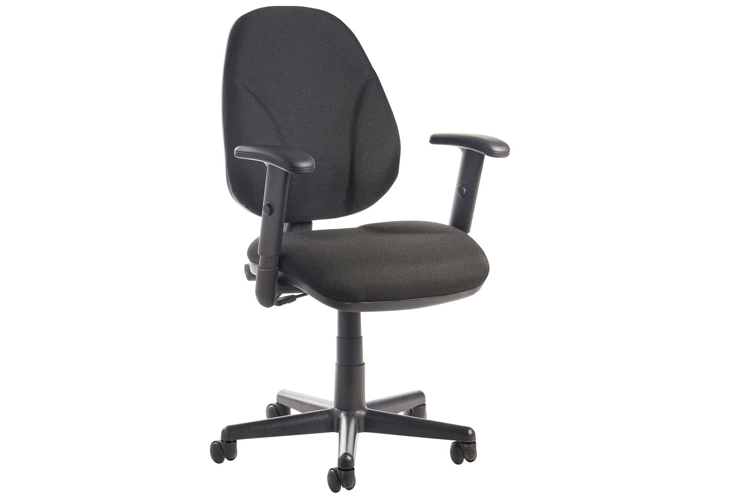 Full Lumbar 1 Lever Operator Office Chair With Adjustable Arms, Black, Fully Installed