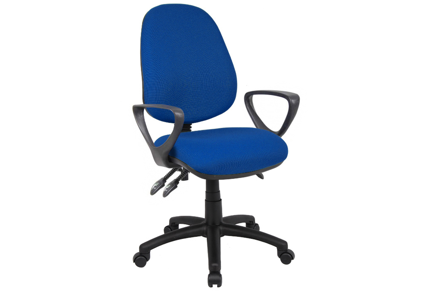 Full Lumbar 3 Lever Operator Office Chair With Fixed Arms, Blue, Express Delivery