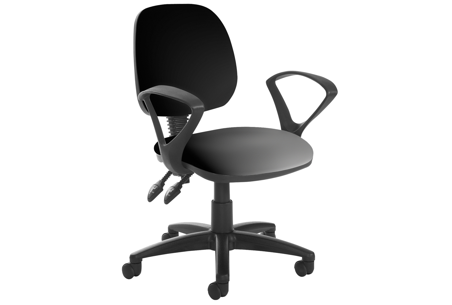 Vantage Plus Medium Back PCB Vinyl Operator Office Chair With Fixed Arms, Black