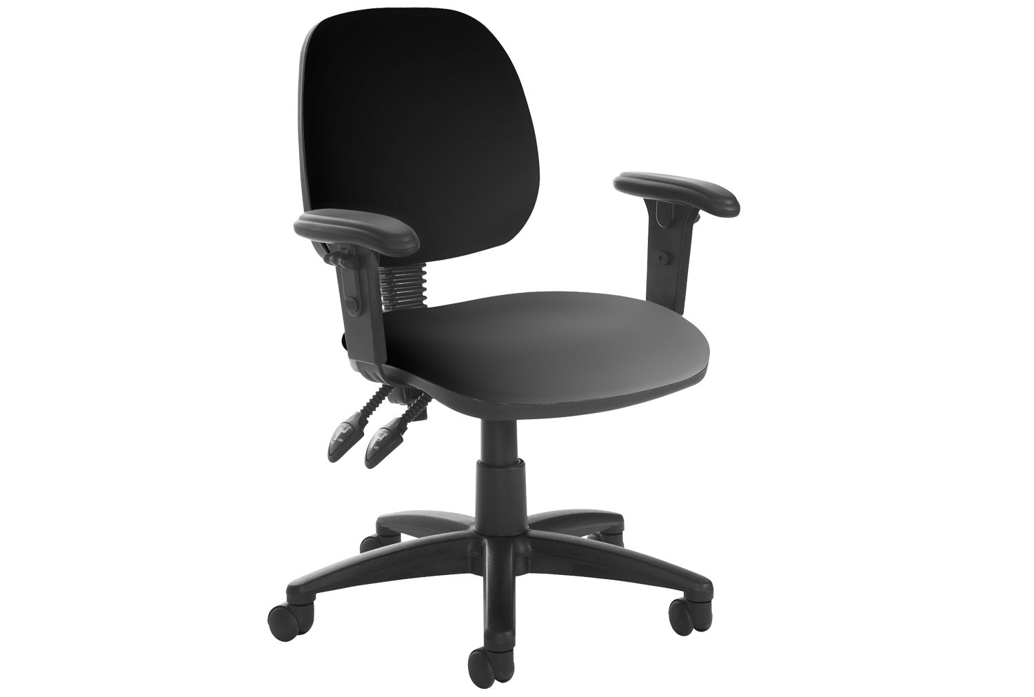 Vantage Plus Medium Back PCB Vinyl Operator Office Chair With Adjustable Arms, Black, Fully Installed