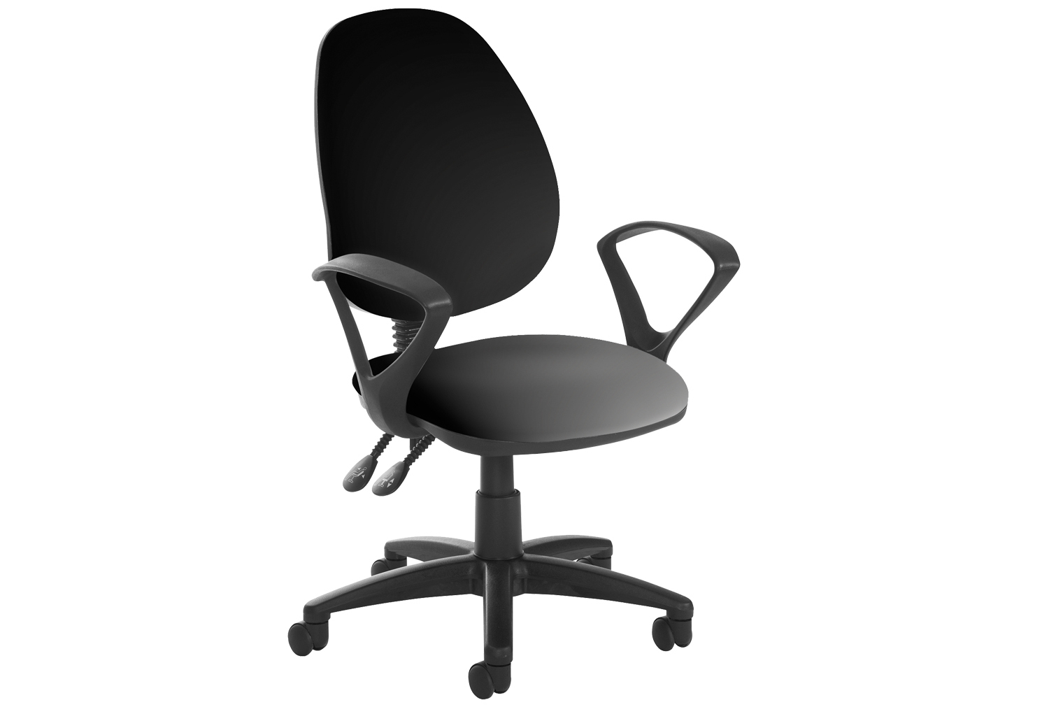 Vantage Plus High Back PCB Vinyl Operator Office Chair With Fixed Arms, Blue, Fully Installed