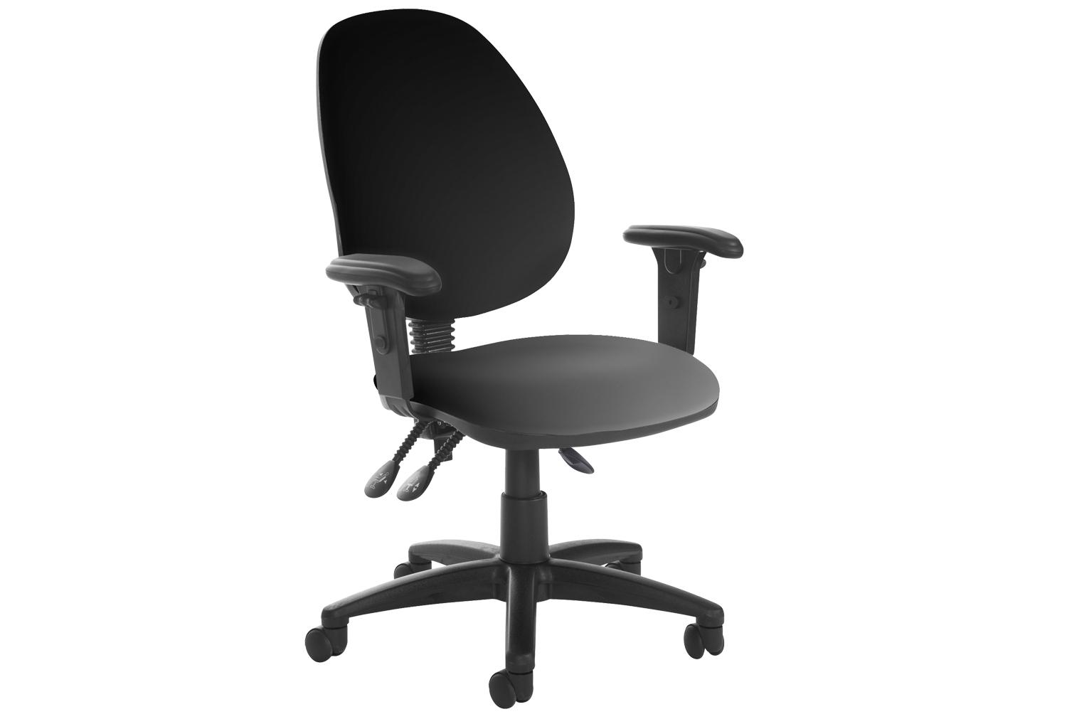 Vantage Plus High Back Asynchro Vinyl Operator Office Chair With Adjustable Arms, Black
