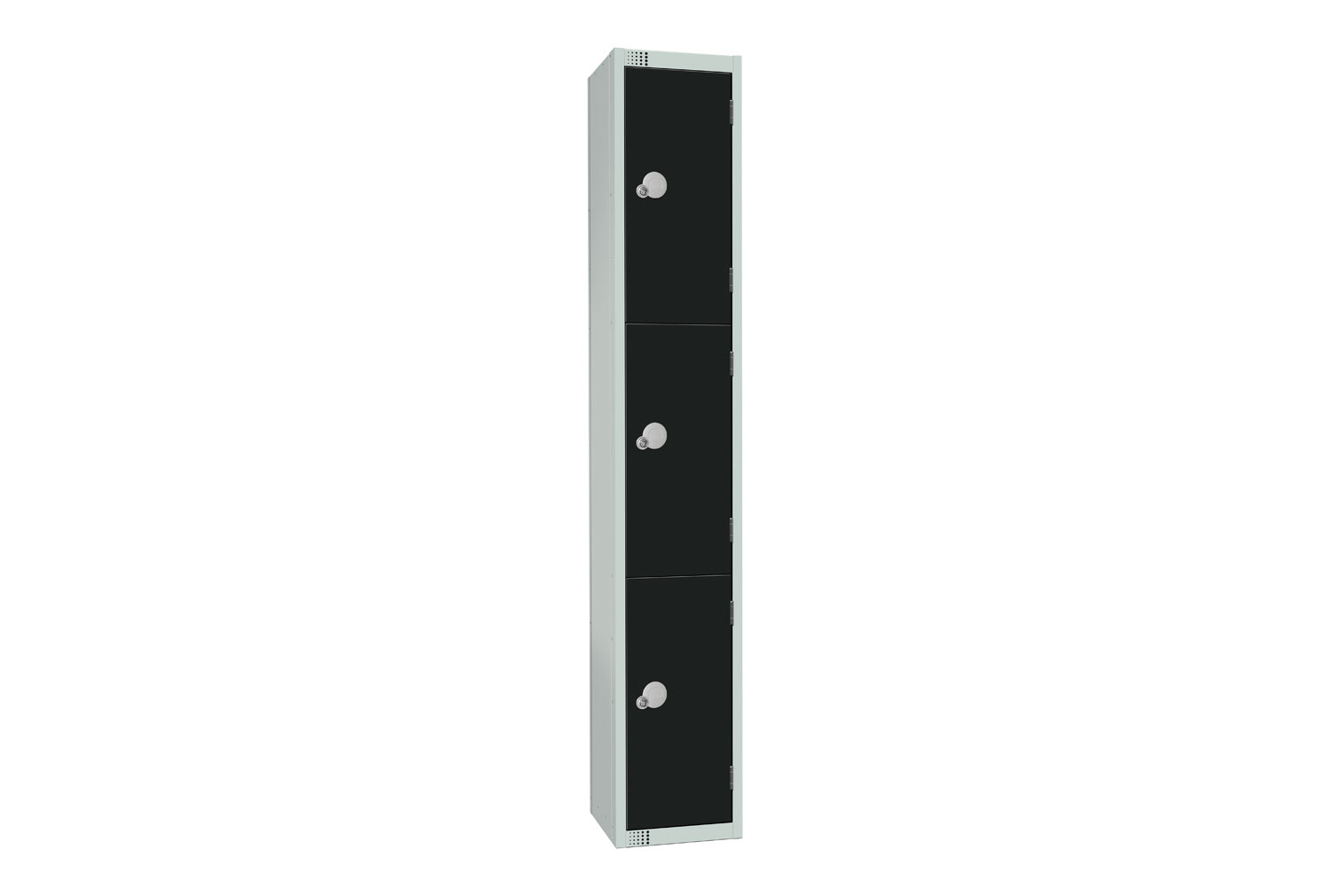 Elite Standard 3 Door Locker, 30wx45dx180h (cm), Cam Lock, Black Doors